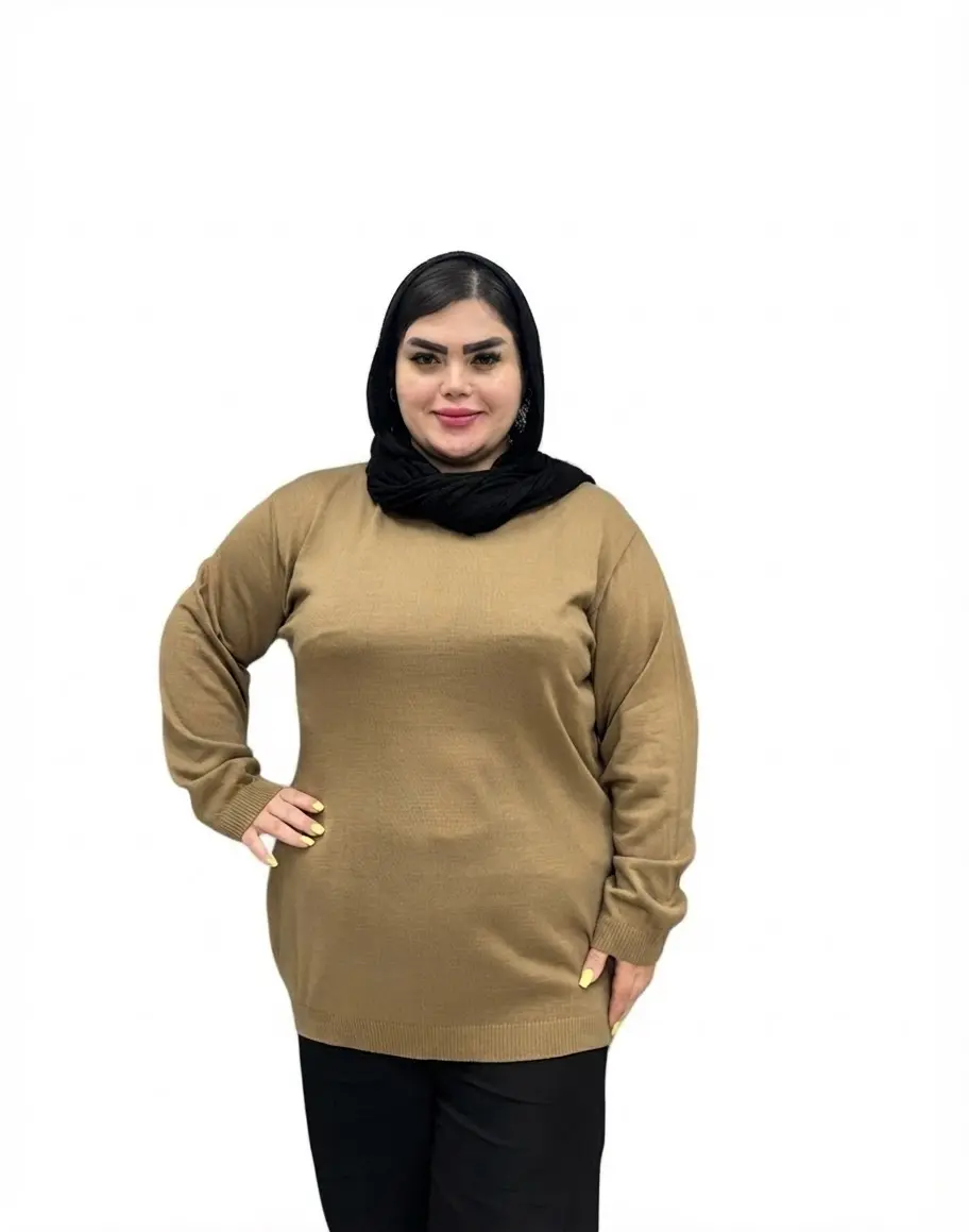 بلوز بافت گپ سایز بزرگ زنانه یقه گرد